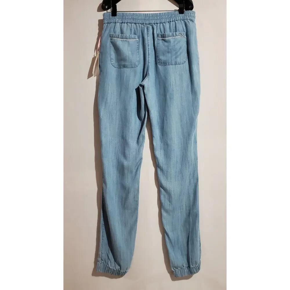 Vineyard Vines NWT Chambray Jogger Pants Girls Size XL Blue Pockets Drawstring